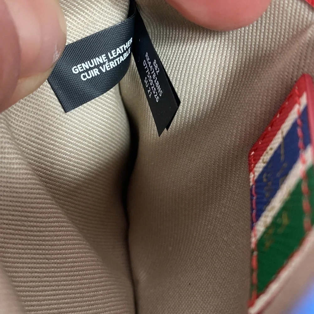 14th & Union rainbow stripe leather card ID holder NWT
